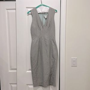 Carolina Herrera Grey sleeveless dress with blue pinstripes